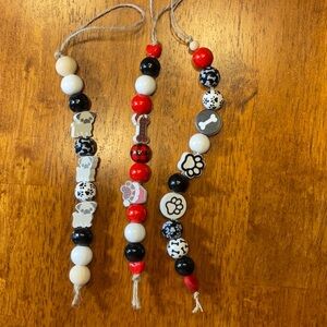 Charming Pet Bead Ornament Set - Black, White, Red